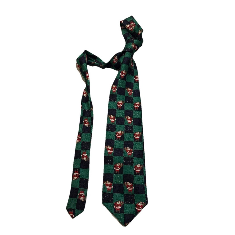 Cape Cod Necktie Neckwear Santa Green 100% Silk Made In ‎ USA  Christmas